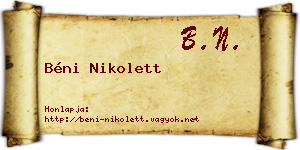 Béni Nikolett névjegykártya